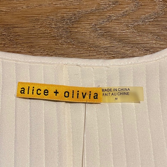 Alice + Olivia Pleated Sequin Sheath Dress Beige Cream Size M 4-6 - Picture 12 of 15